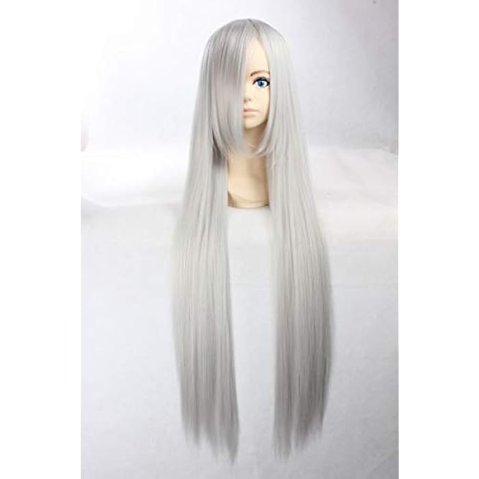 DILLARDS Fashion Japanese Manga Characters Long Straight Wigs Cosplay Silver 038A-4 - Image 4